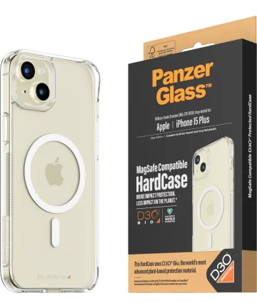 PanzerGlass HardCase D3O iPhone 15 Plus Hoesje MagSafe Back Cover Transparant Hoesjes