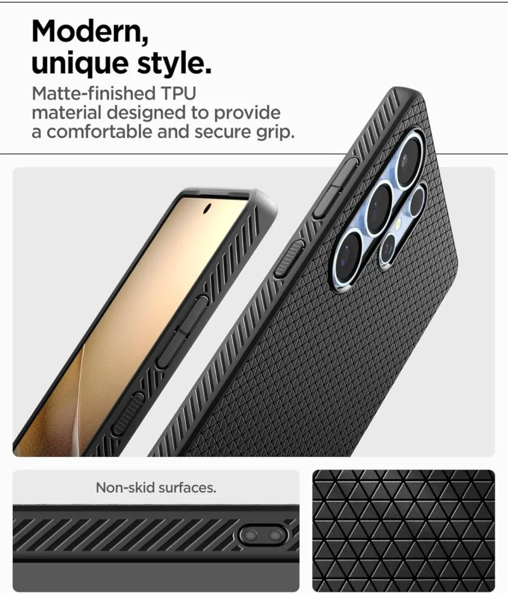 Spigen Liquid Air Samsung Galaxy S25 Ultra Hoesje Back Cover Matte Zwart afbeelding 4