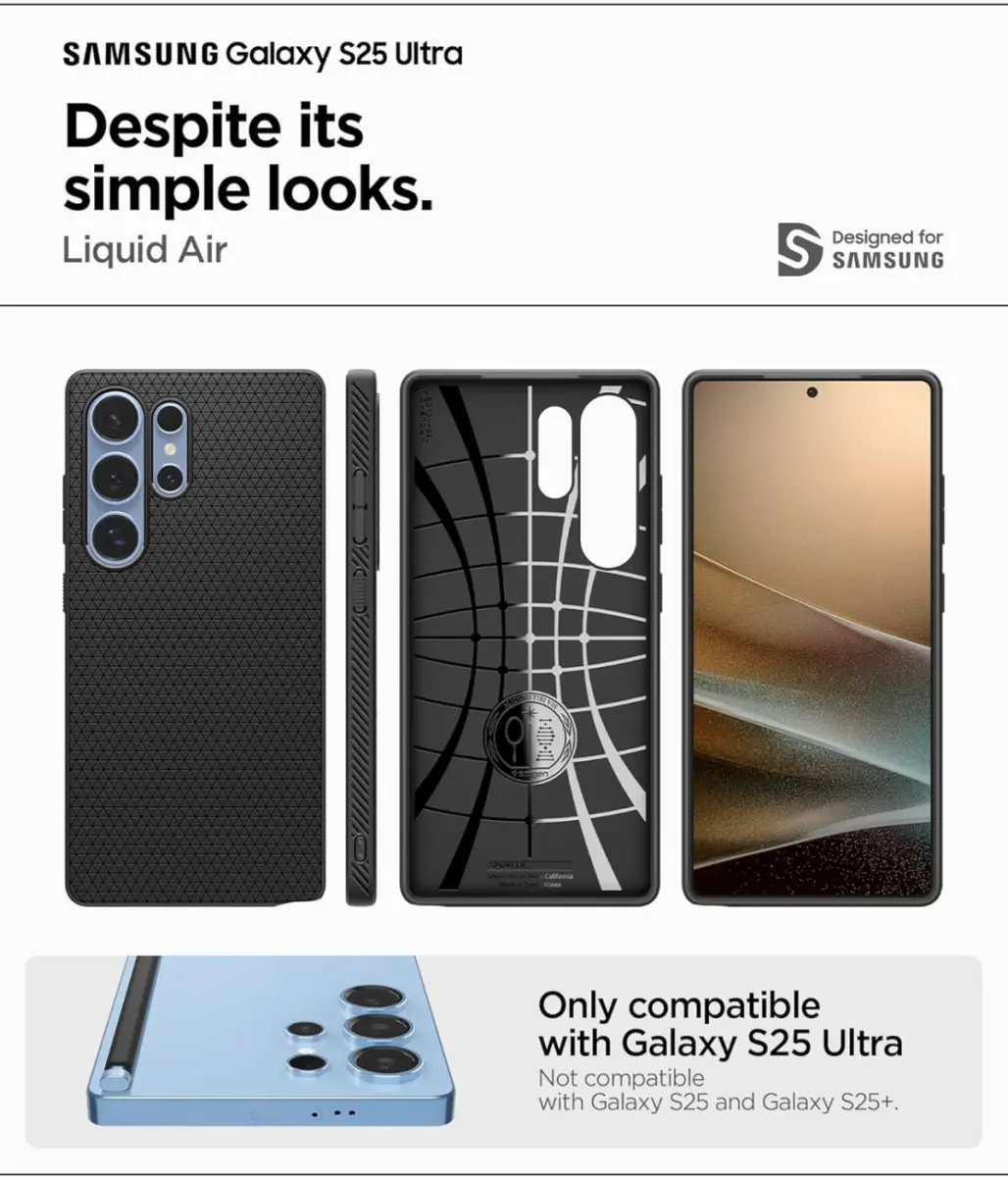 Spigen Liquid Air Samsung Galaxy S25 Ultra Hoesje Back Cover Matte Zwart afbeelding 7
