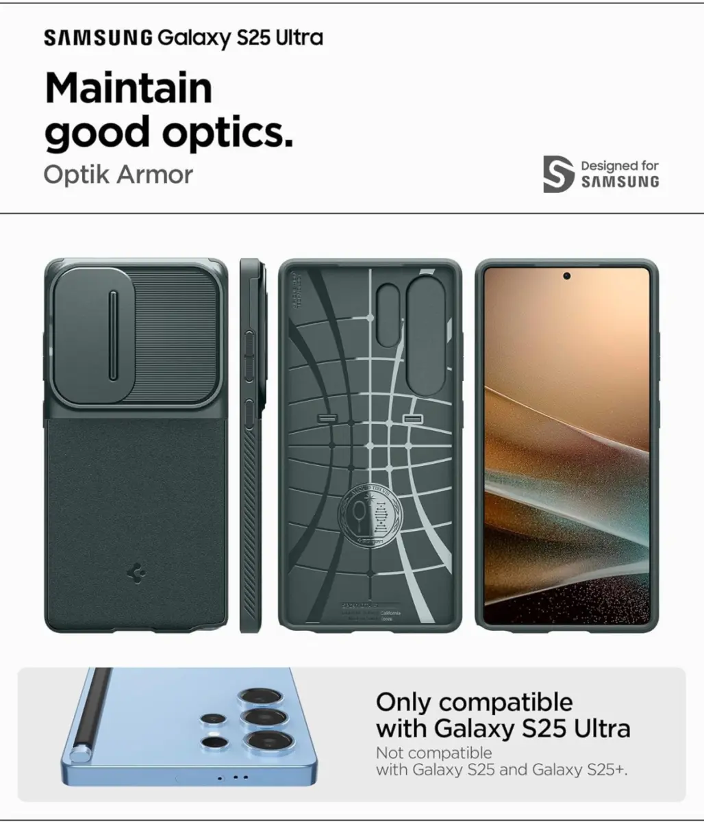 Spigen Optik Armor Samsung Galaxy S25 Ultra Hoesje Camera Slider Groen afbeelding 4