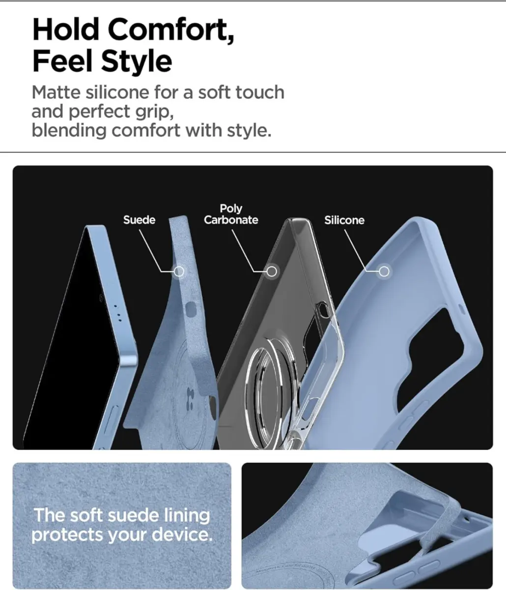 Spigen Silicone Fit MagFit Samsung Galaxy S25 Ultra Hoesje Back Cover Blauw afbeelding 4