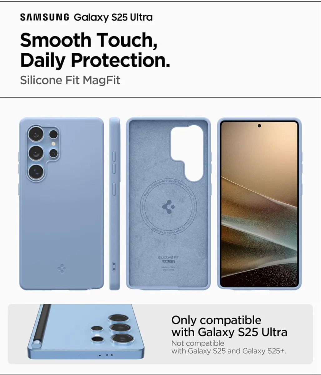 Spigen Silicone Fit MagFit Samsung Galaxy S25 Ultra Hoesje Back Cover Blauw afbeelding 5