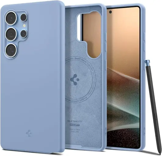 Spigen Silicone Fit MagFit Samsung Galaxy S25 Ultra Hoesje Back Cover Blauw afbeelding 1