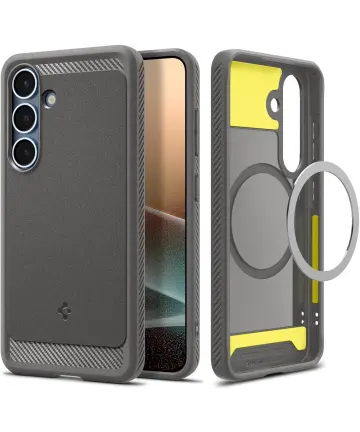 Spigen Rugged Armor MagFit Samsung Galaxy S25 Hoesje Marmer Grijs Hoesjes