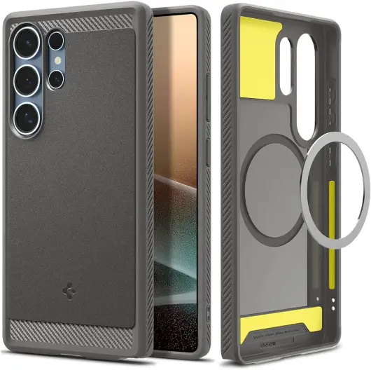 Spigen Rugged Armor MagFit Samsung Galaxy S25 Ultra Hoesje Grijs afbeelding 1