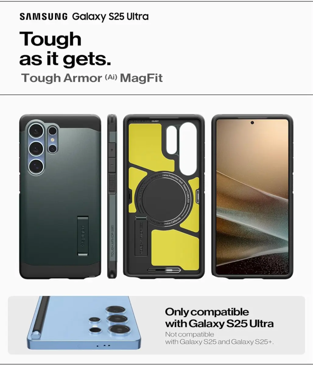 Spigen Tough Armor MagFit Samsung Galaxy S25 Ultra Hoesje Groen afbeelding 4