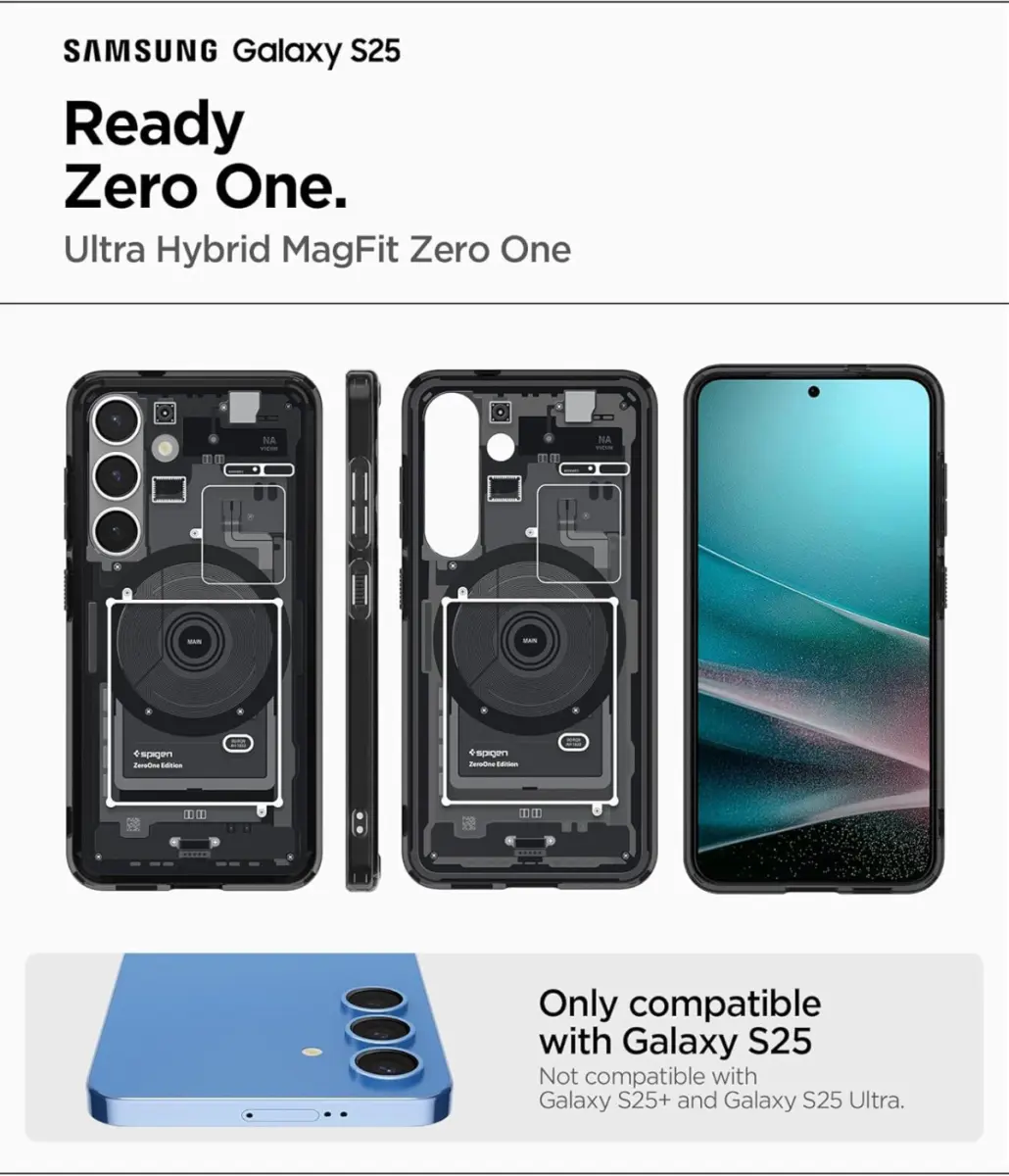 Spigen Ultra Hybrid MagFit Samsung Galaxy S25 Hoesje Back Cover Zero One Zwart afbeelding 3