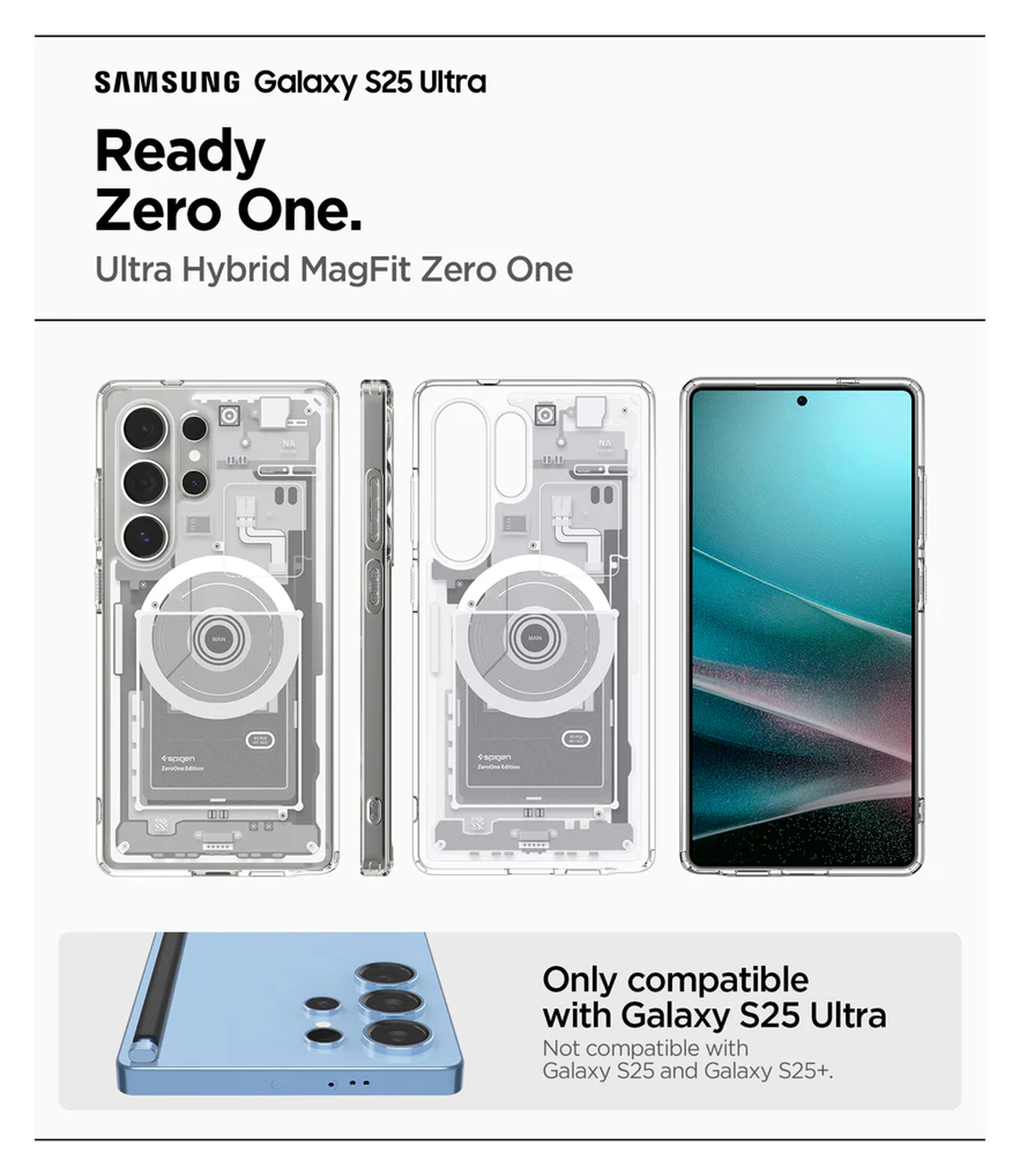Spigen Ultra Hybrid MagFit Samsung Galaxy S25 Ultra Hoesje Zero One Wit afbeelding 7