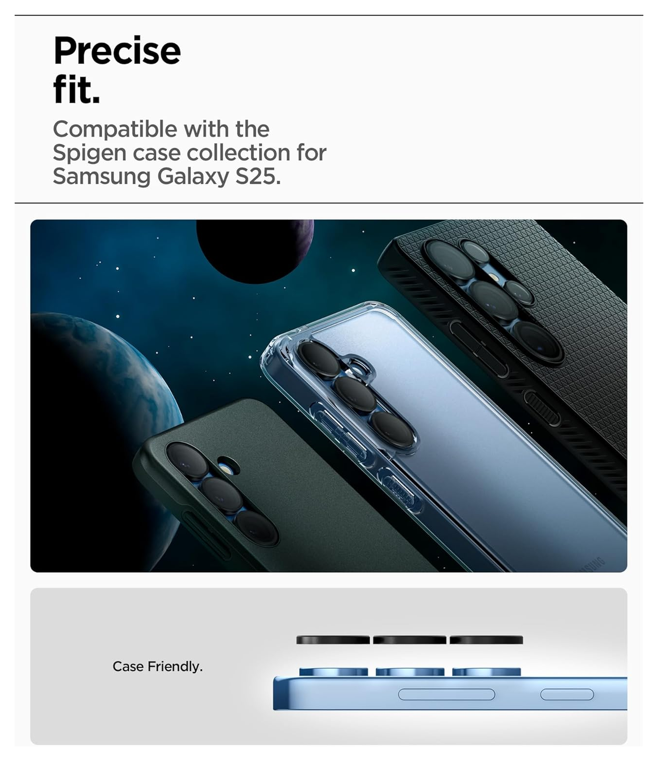 Spigen EZ Fit Optik Pro Samsung Galaxy S25 Camera Lens Protector Clear (2-Pack) afbeelding 4