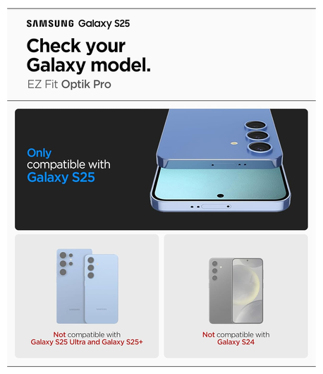 Spigen EZ Fit Optik Pro Samsung Galaxy S25 Camera Lens Protector Clear (2-Pack) afbeelding 2