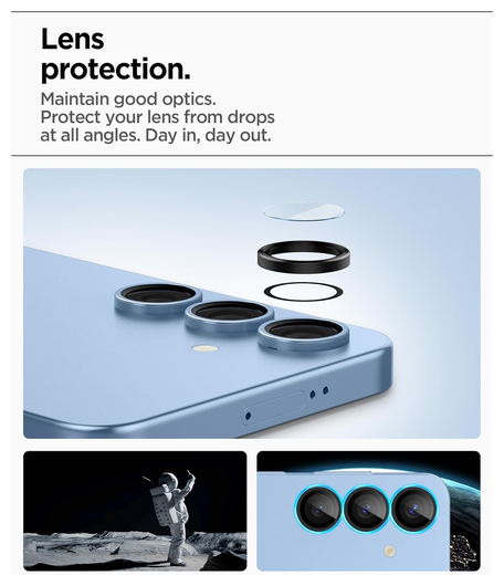 Spigen EZ Fit Optik Pro Samsung Galaxy S25 Camera Lens Protector Clear (2-Pack) afbeelding 6