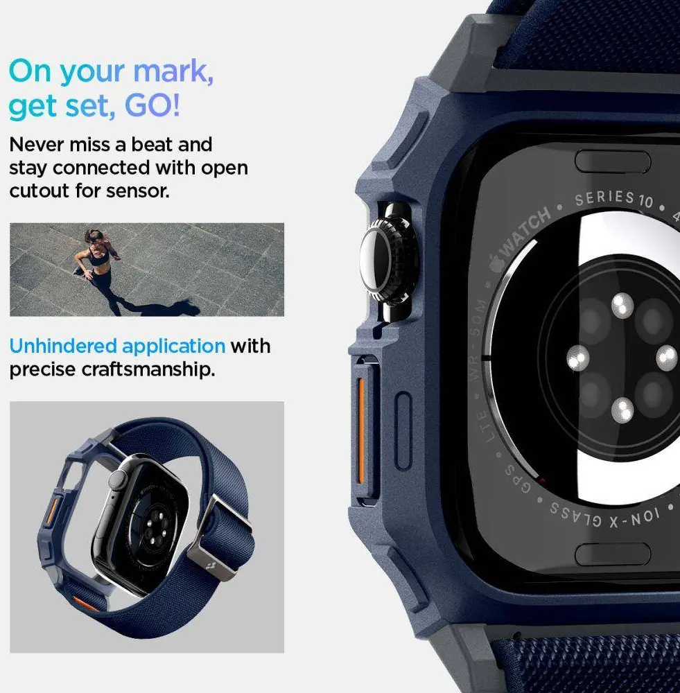 Spigen Lite Fit Pro - Apple Watch 10 46MM Hoesje en Bandje - Blauw afbeelding 5