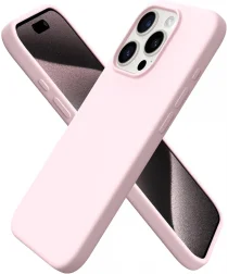 Apple iPhone 15 Pro Hoesje Dun Flexibel Siliconen Roze