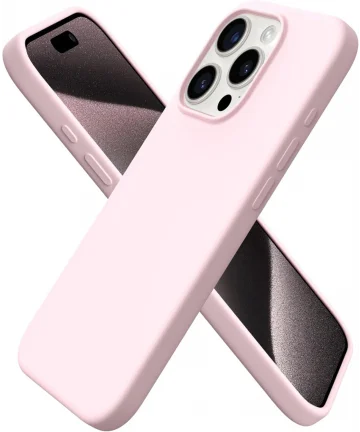 Apple iPhone 15 Pro Hoesje Dun Flexibel Siliconen Roze Hoesjes