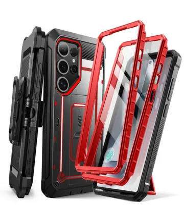 SUPCASE UB Pro Samsung Galaxy S25 Ultra Hoesje Full Protect Kickstand Zwart Rood Hoesjes