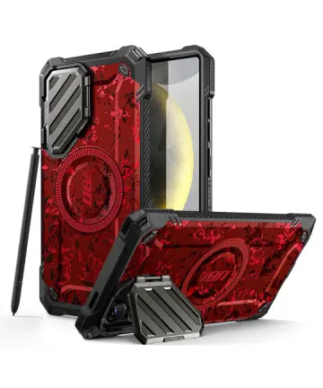 SUPCASE UB Pro MagXT Samsung Galaxy S25 Ultra Hoesje Camera Protector Camo Rood Hoesjes