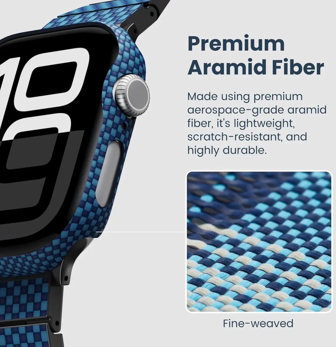 PITAKA Air Case - Apple Watch 10 46MM Hoesje - Aramide Ultra Dun - Blauw afbeelding 4
