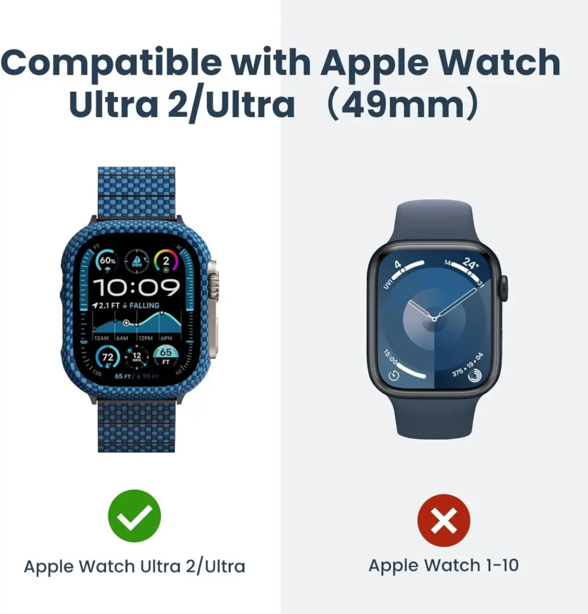 PITAKA Air Case - Apple Watch Ultra/Ultra 2 Hoesje - Aramide Ultra Dun - Blauw afbeelding 3