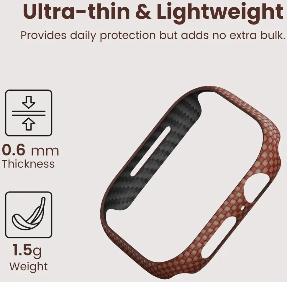 PITAKA Air Case - Apple Watch 10 46MM Hoesje - Aramide Ultra Dun - Sunset afbeelding 5