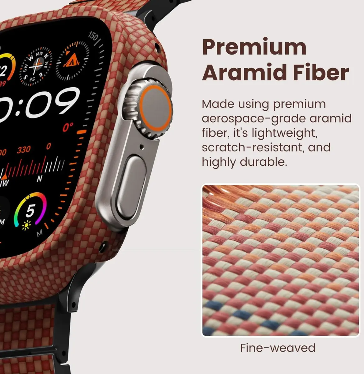 PITAKA Air Case - Apple Watch Ultra/Ultra 2 Hoesje - Aramide Ultra Dun - Sunset afbeelding 4