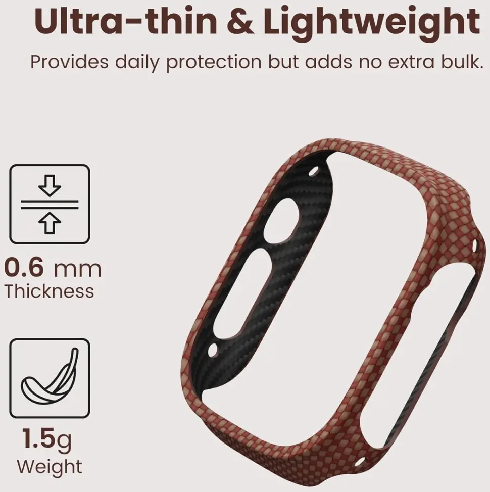 PITAKA Air Case - Apple Watch Ultra/Ultra 2 Hoesje - Aramide Ultra Dun - Sunset afbeelding 5