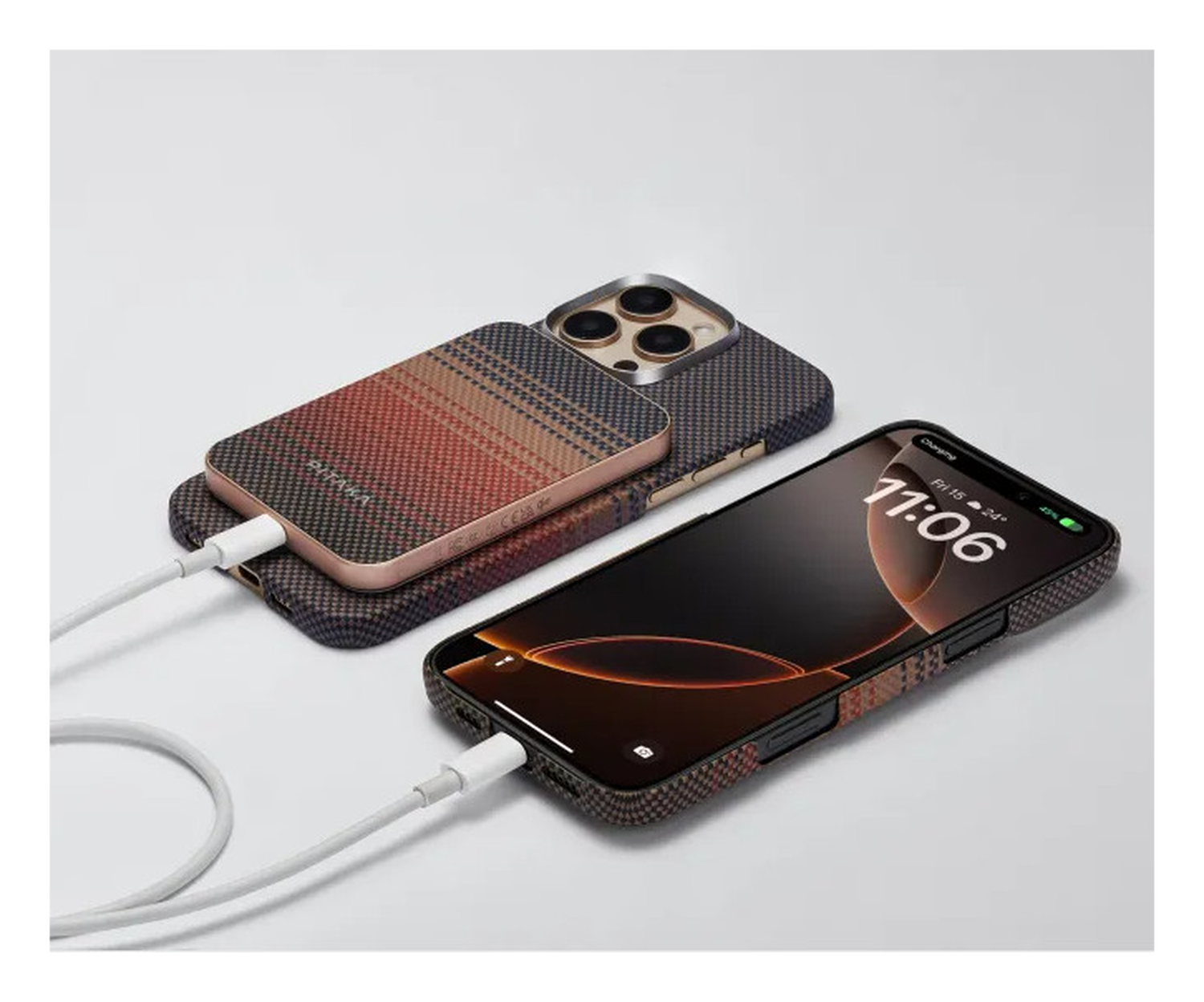 PITAKA MagEZ Universele MagSafe en Qi2 Powerbank Kevlar 5.000 mAh Sunset afbeelding 5