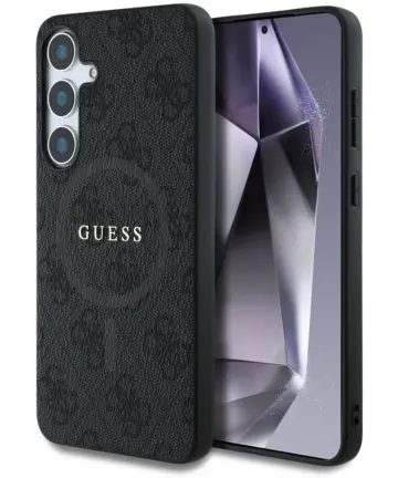 Guess 4G Classic Logo Samsung Galaxy S25 Hoesje MagSafe / Qi2 Back Cover Zwart Hoesjes