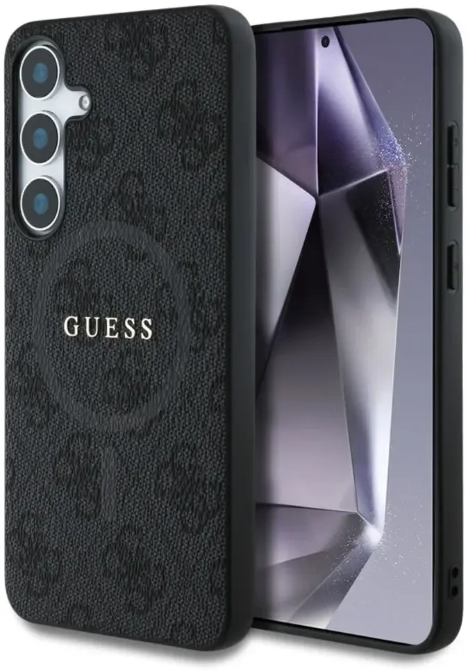Guess 4G Classic Logo Samsung Galaxy S25 Hoesje MagSafe / Qi2 Back Cover Zwart afbeelding 1