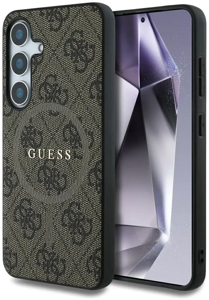 Guess 4G Classic Logo Samsung Galaxy S25 Plus Hoesje MagSafe/Qi2 Backcover Bruin afbeelding 1