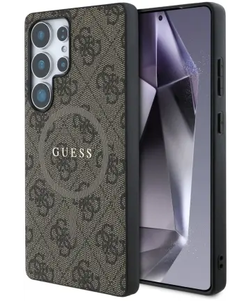 Guess 4G Classic Samsung Galaxy S25 Ultra Hoesje MagSafe / Qi2 Back Cover Bruin Hoesjes