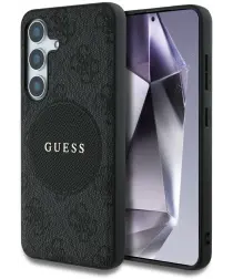 Guess 4G Cirkel Logo Samsung Galaxy S25 Hoesje MagSafe / Qi2 Back Cover Zwart