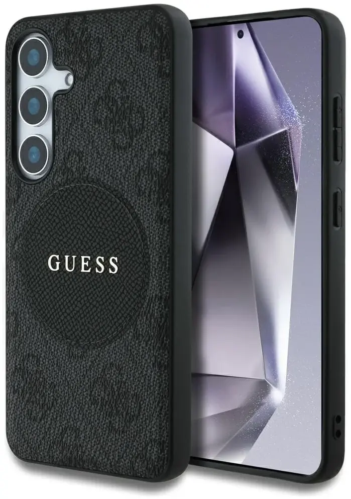 Guess 4G Cirkel Logo Samsung Galaxy S25 Hoesje MagSafe / Qi2 Back Cover Zwart afbeelding 1