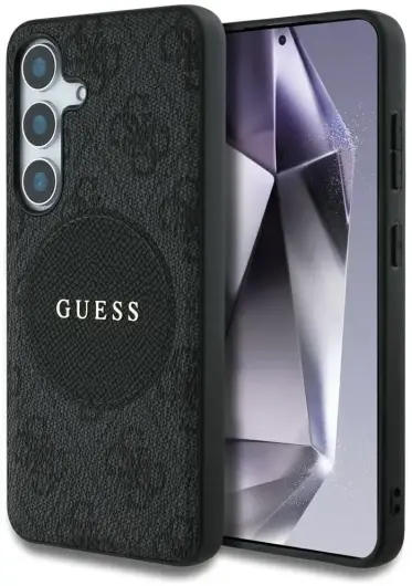 Guess 4G Cirkel Logo Samsung Galaxy S25 Hoesje MagSafe / Qi2 Back Cover Zwart afbeelding 1