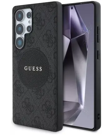 Guess Cirkel Logo Samsung Galaxy S25 Ultra Hoesje MagSafe/Qi2 Back Cover Zwart Hoesjes