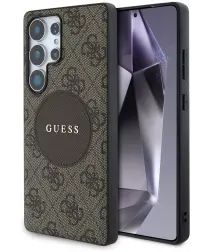 Guess Cirkel Logo Samsung Galaxy S25 Ultra Hoesje MagSafe/Qi2 Back Cover Bruin