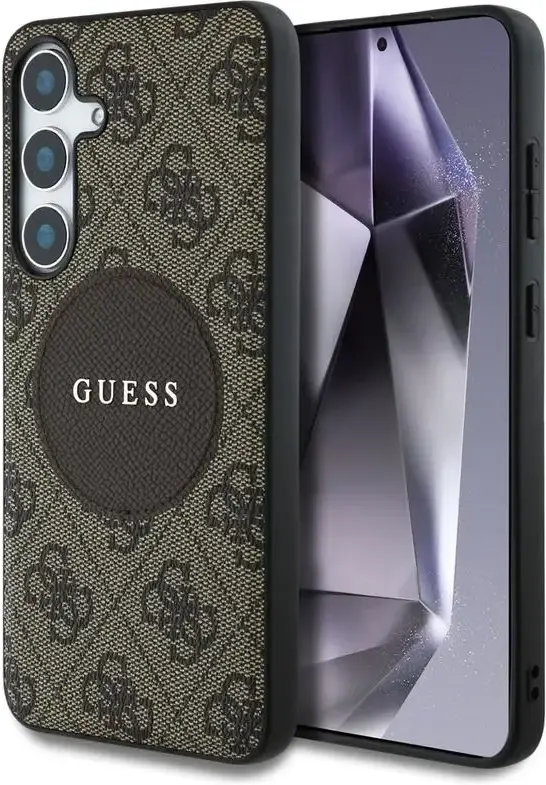 Guess 4G Cirkel Logo Samsung Galaxy S25 Plus Hoesje MagSafe/Qi2 Back Cover Bruin afbeelding 1
