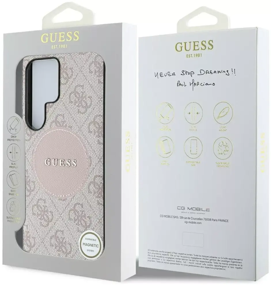 Guess Cirkel Logo Samsung Galaxy S25 Ultra Hoesje MagSafe/Qi2 Back Cover Roze afbeelding 7