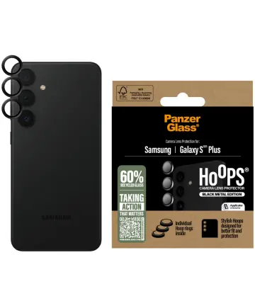 PanzerGlass Hoops Rings Samsung Galaxy S25 Plus Camera Lens Protector Glas Zwart Screen Protectors