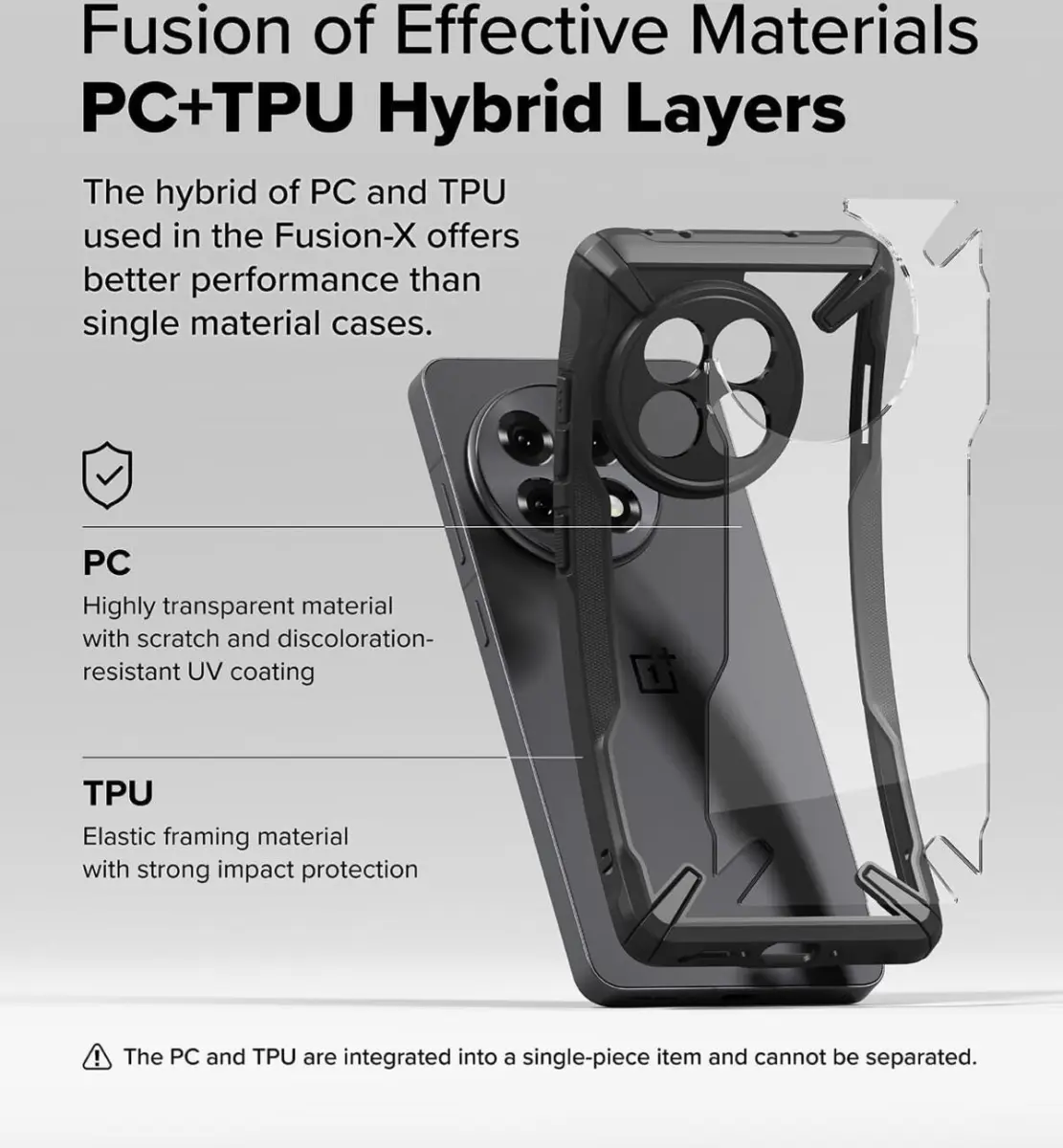 Ringke Fusion X OnePlus 13R Hoesje Back Cover Zwart afbeelding 7