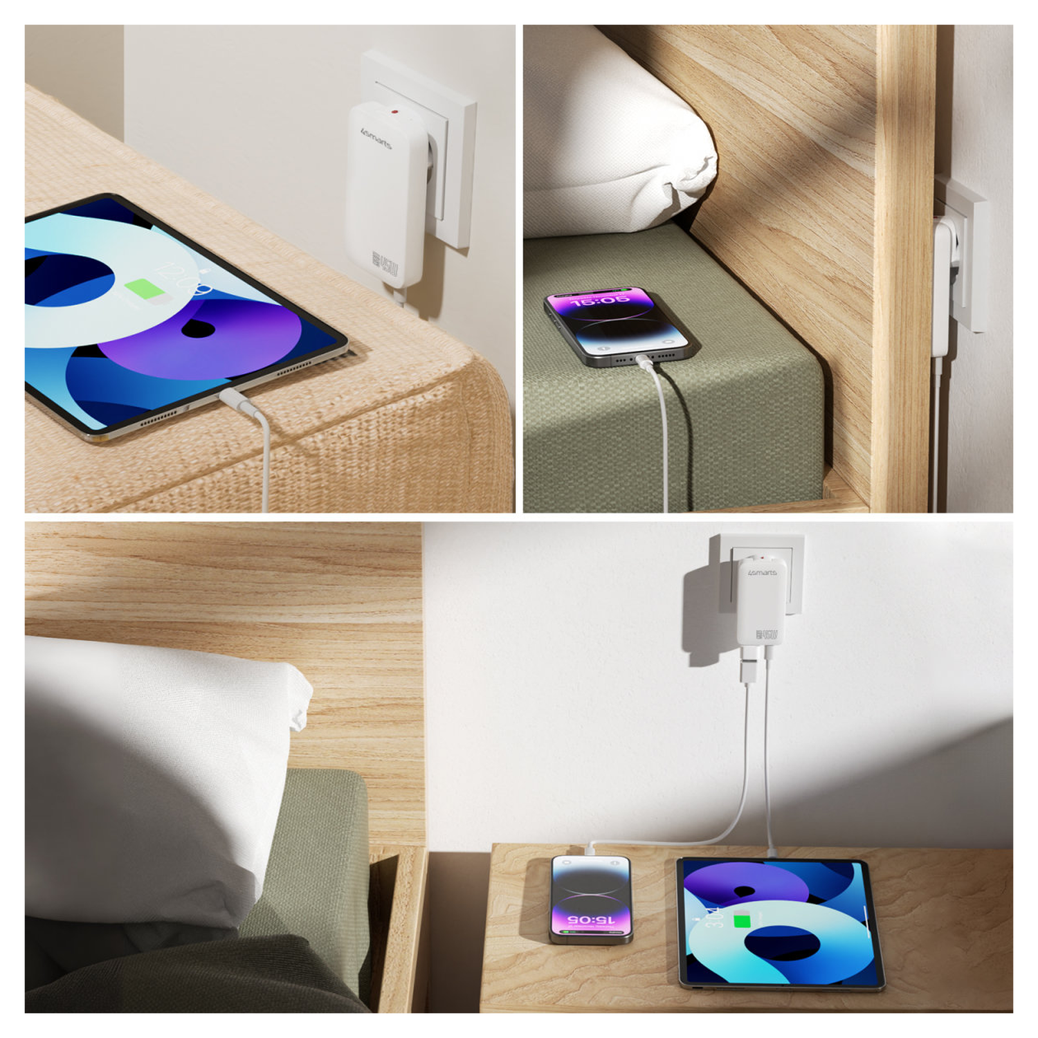 4smarts FlatPlug Slim Dual 45W Power Delivery Fast Charge USB-C Oplader Wit afbeelding 9