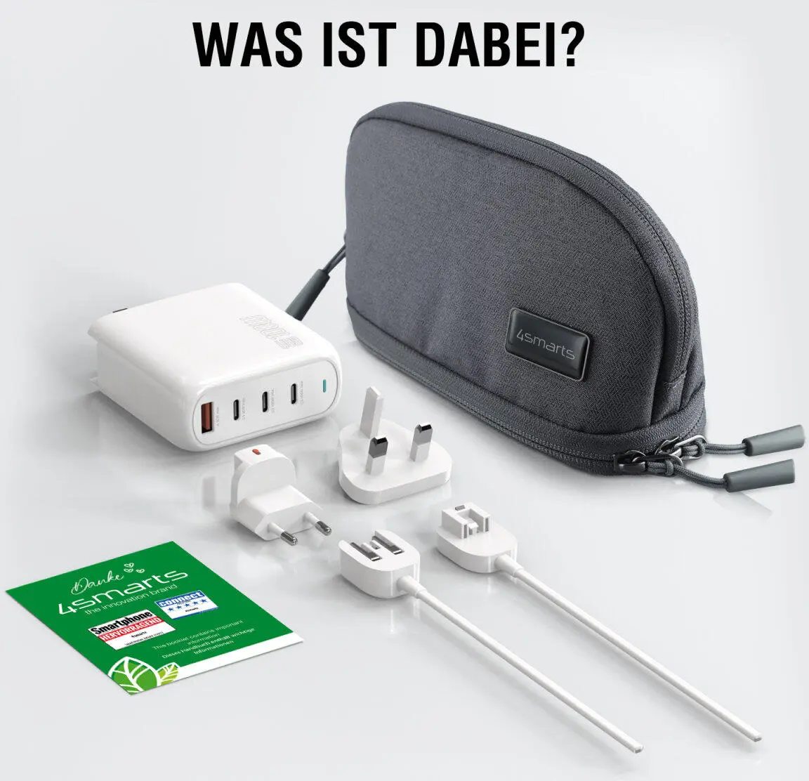 4Smarts Reis Oplader 100W 3x USB-C 1x USB-A Wit afbeelding 3