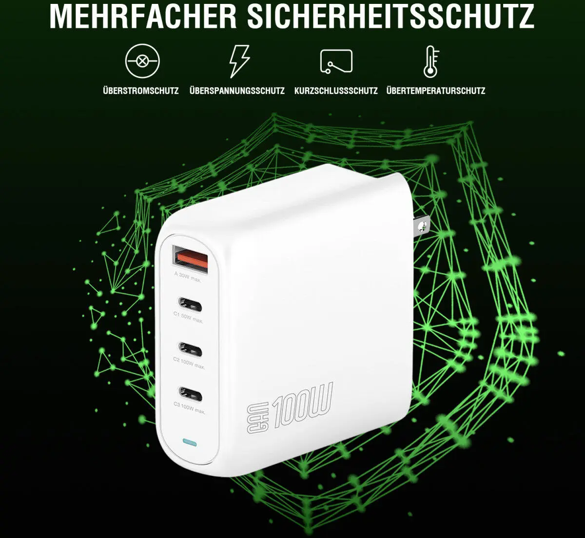 4Smarts Reis Oplader 100W 3x USB-C 1x USB-A Wit afbeelding 5