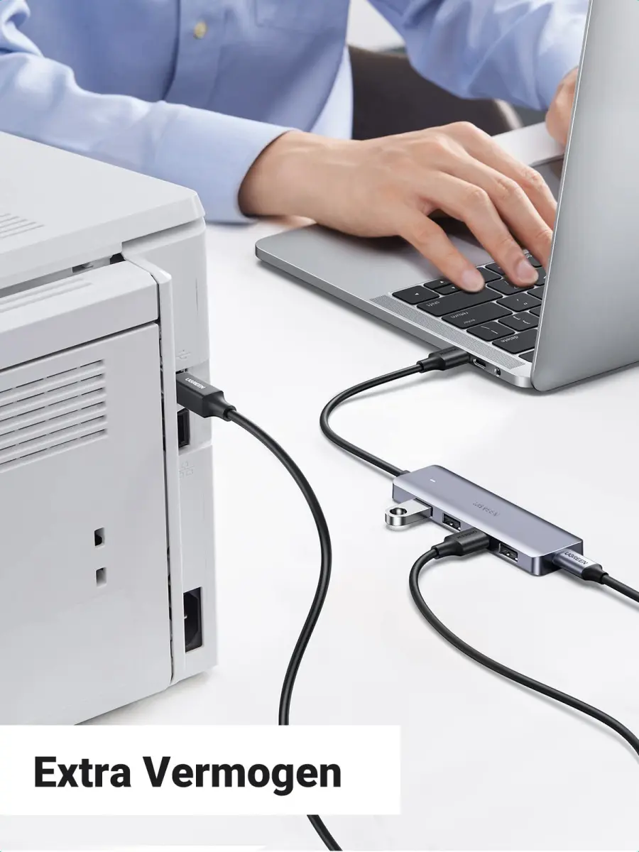 UGREEN USB-C Hub 4 USB-A Poorten 1 Micro-USB poort 5 Gbps Grijs afbeelding 5
