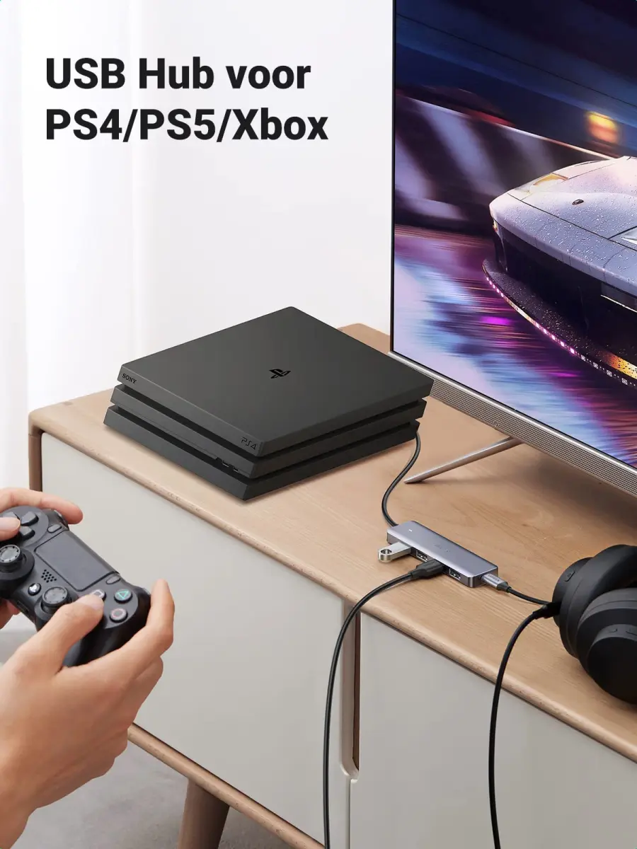 UGREEN USB-C Hub 4 USB-A Poorten 1 Micro-USB poort 5 Gbps Grijs afbeelding 6