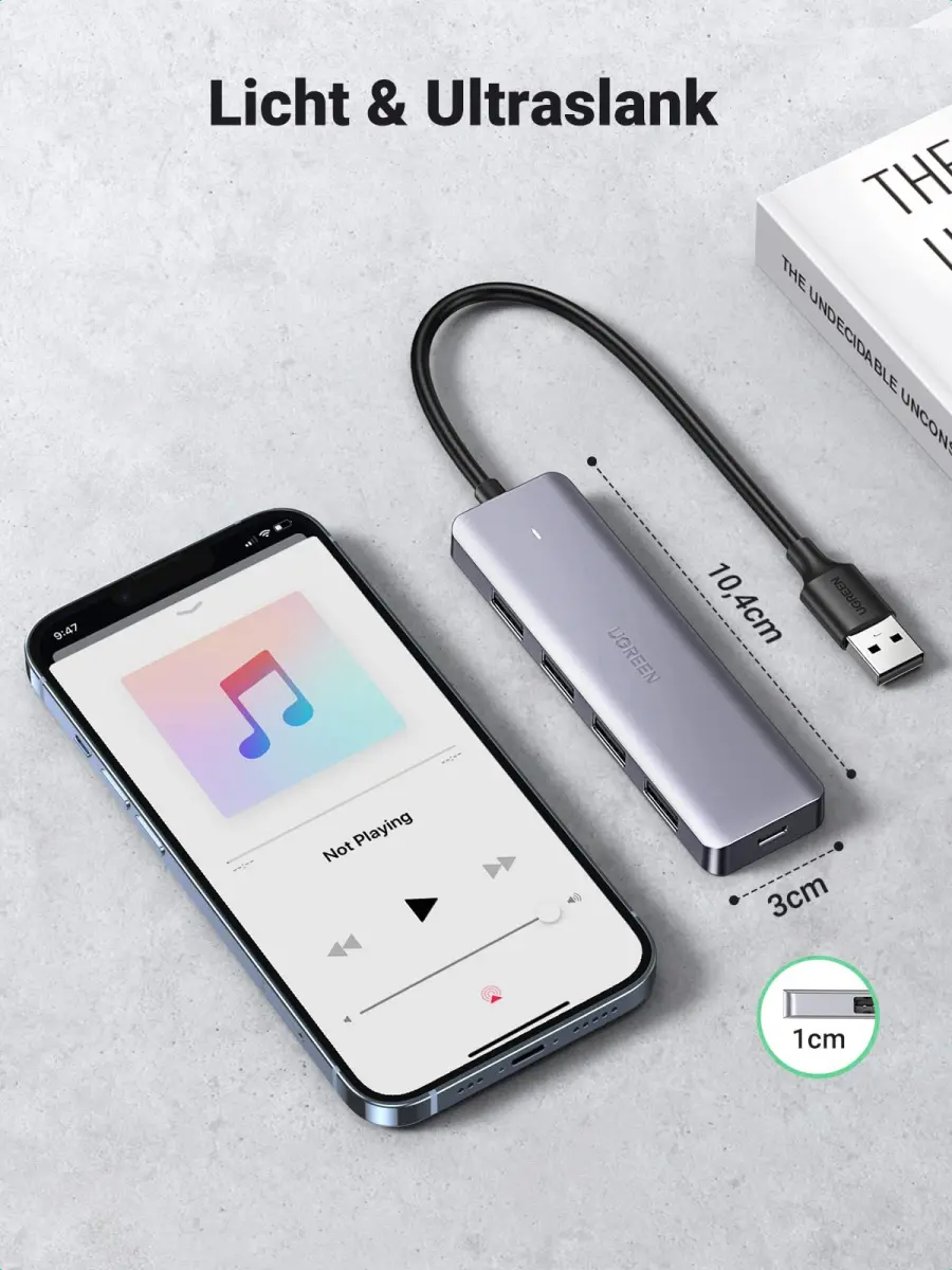 UGREEN USB-C Hub 4 USB-A Poorten 1 Micro-USB poort 5 Gbps Grijs afbeelding 7