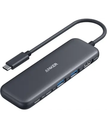 Anker 332 5-in-1 Hub met HDMI 4K/5Gbps USB-A/100W USB-C PD voor MacBook/Laptop Kabels