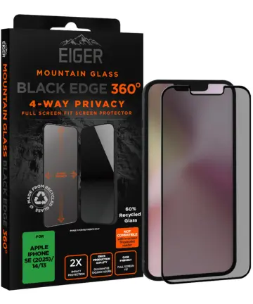 Eiger Mountain Black 360° Privacy Apple iPhone 16e/14/13 Screen Protector Screen Protectors