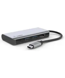 Belkin 4-in-1 USB-C Hub 100W 4K HDMI / USB-A 3.0 / USB-C PD voor MacBook Grijs