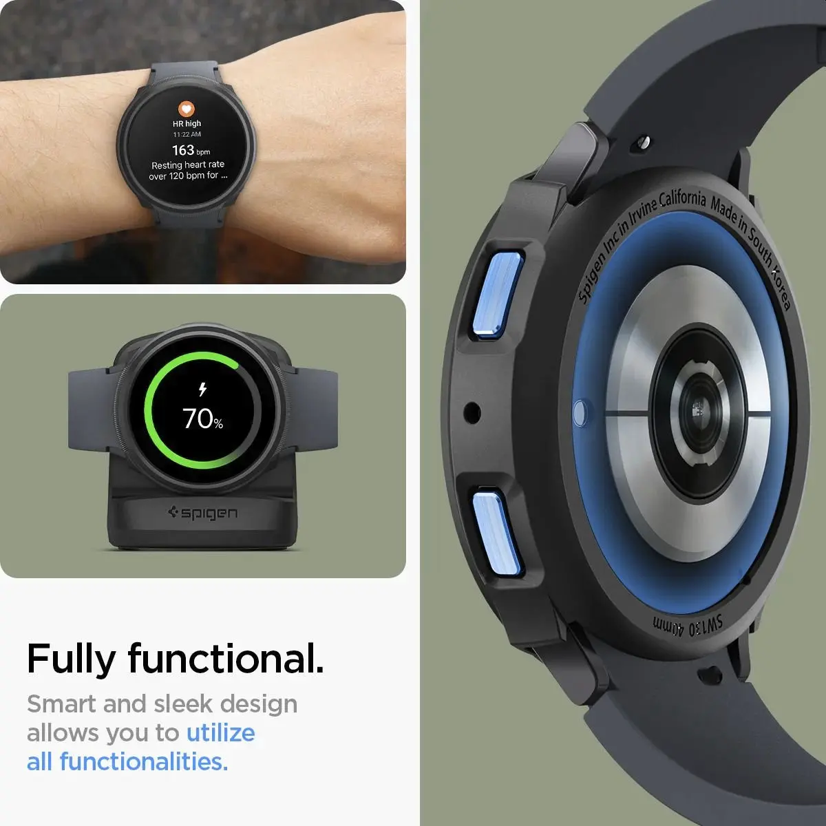 Spigen Liquid Air - Samsung Galaxy Watch 6 - 40MM Hoesje - Zwart afbeelding 4
