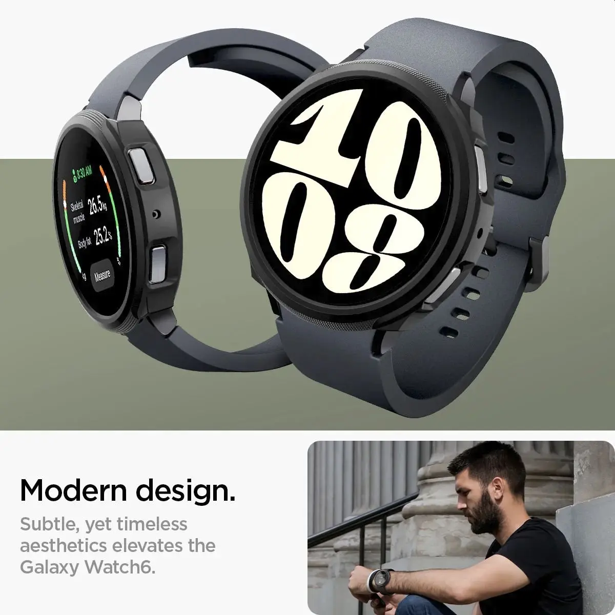 Spigen Liquid Air - Samsung Galaxy Watch 6 - 40MM Hoesje - Zwart afbeelding 6